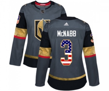 Women Adidas Vegas Golden Knights #3 Brayden McNabb Authentic Gray USA Flag Fashion NHL Jersey