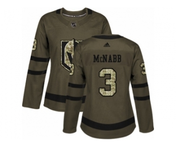 Women Adidas Vegas Golden Knights #3 Brayden McNabb Authentic Green Salute to Service NHL Jersey