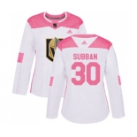 Women Adidas Vegas Golden Knights #30 Malcolm Subban Authentic White Pink Fashion NHL Jersey