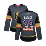 Women Adidas Vegas Golden Knights #33 Maxime Lagace Authentic Gray USA Flag Fashion NHL Jersey