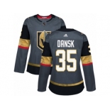 Women Adidas Vegas Golden Knights #35 Oscar Dansk Authentic Gray Home NHL Jersey