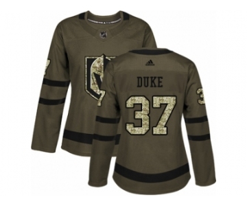 Women Adidas Vegas Golden Knights #37 Reid Duke Authentic Green Salute to Service NHL Jersey