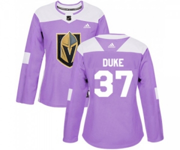 Women Adidas Vegas Golden Knights #37 Reid Duke Authentic Purple Fights Cancer Practice NHL Jersey