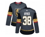 Women Adidas Vegas Golden Knights #38 Tomas Hyka Authentic Gray Home NHL Jersey