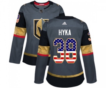 Women Adidas Vegas Golden Knights #38 Tomas Hyka Authentic Gray USA Flag Fashion NHL Jersey