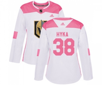 Women Adidas Vegas Golden Knights #38 Tomas Hyka Authentic White Pink Fashion NHL Jersey