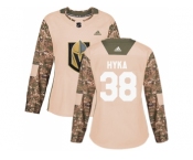 Women Adidas Vegas Golden Knights #38 Tomas Hyka Camo Authentic 2017 Veterans Day Stitched NHL Jersey