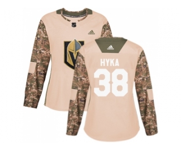 Women Adidas Vegas Golden Knights #38 Tomas Hyka Camo Authentic 2017 Veterans Day Stitched NHL Jersey