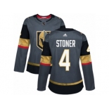 Women Adidas Vegas Golden Knights #4 Clayton Stoner Authentic Gray Home NHL Jersey