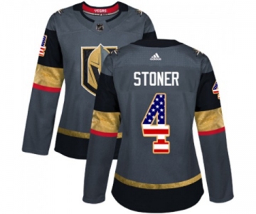 Women Adidas Vegas Golden Knights #4 Clayton Stoner Authentic Gray USA Flag Fashion NHL Jersey