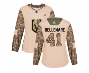 Women Adidas Vegas Golden Knights #41 Pierre-Edouard Bellemare Authentic Camo Veterans Day Practice NHL Jersey