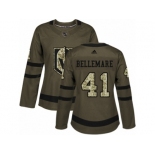 Women Adidas Vegas Golden Knights #41 Pierre-Edouard Bellemare Authentic Green Salute to Service NHL Jersey