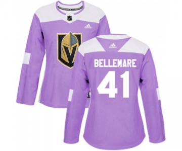 Women Adidas Vegas Golden Knights #41 Pierre-Edouard Bellemare Authentic Purple Fights Cancer Practice NHL Jersey