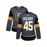 Women Adidas Vegas Golden Knights #45 Jake Bischoff Authentic Gray Home NHL Jersey