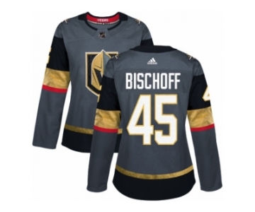 Women Adidas Vegas Golden Knights #45 Jake Bischoff Authentic Gray Home NHL Jersey