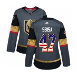 Women Adidas Vegas Golden Knights #47 Luca Sbisa Authentic Gray USA Flag Fashion NHL Jersey