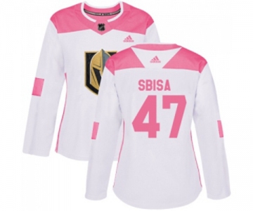 Women Adidas Vegas Golden Knights #47 Luca Sbisa Authentic White Pink Fashion NHL Jersey