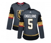 Women Adidas Vegas Golden Knights #5 Deryk Engelland Authentic Gray Home NHL Jersey