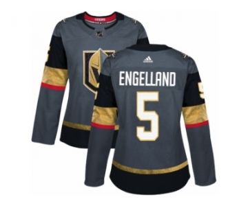 Women Adidas Vegas Golden Knights #5 Deryk Engelland Authentic Gray Home NHL Jersey