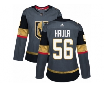 Women Adidas Vegas Golden Knights #56 Erik Haula Authentic Gray Home NHL Jersey