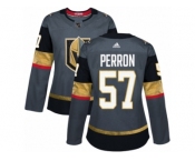 Women Adidas Vegas Golden Knights #57 David Perron Authentic Gray Home NHL Jersey