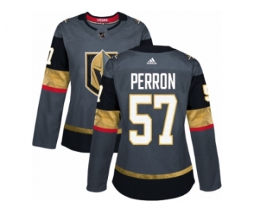 Women Adidas Vegas Golden Knights #57 David Perron Authentic Gray Home NHL Jersey