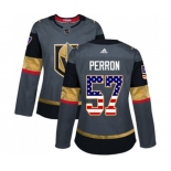 Women Adidas Vegas Golden Knights #57 David Perron Authentic Gray USA Flag Fashion NHL Jersey