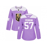 Women Adidas Vegas Golden Knights #57 David Perron Purple Authentic Fights Cancer Stitched NHL Jersey