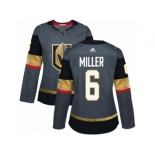 Women Adidas Vegas Golden Knights #6 Colin Miller Authentic Gray Home NHL Jersey