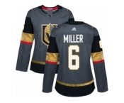 Women Adidas Vegas Golden Knights #6 Colin Miller Authentic Gray Home NHL Jersey