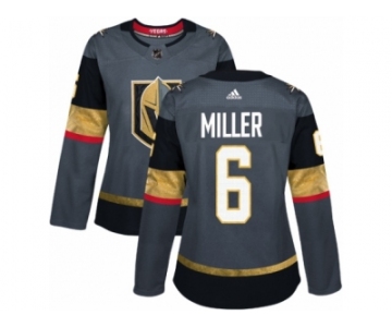 Women Adidas Vegas Golden Knights #6 Colin Miller Authentic Gray Home NHL Jersey