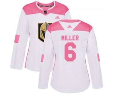 Women Adidas Vegas Golden Knights #6 Colin Miller Authentic White Pink Fashion NHL Jersey