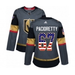 Women Adidas Vegas Golden Knights #67 Max Pacioretty Authentic Gray USA Flag Fashion NHL Jersey