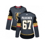 Women Adidas Vegas Golden Knights #67 Teemu Pulkkinen Authentic Gray Home NHL Jersey