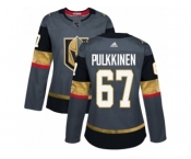 Women Adidas Vegas Golden Knights #67 Teemu Pulkkinen Authentic Gray Home NHL Jersey