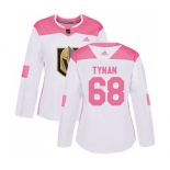 Women Adidas Vegas Golden Knights #68 T.J. Tynan Authentic White Pink Fashion NHL Jersey