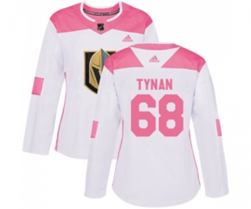 Women Adidas Vegas Golden Knights #68 T.J. Tynan Authentic White Pink Fashion NHL Jersey