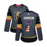 Women Adidas Vegas Golden Knights #7 Jason Garrison Authentic Gray USA Flag Fashion NHL Jersey