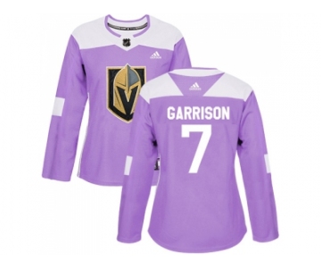 Women Adidas Vegas Golden Knights #7 Jason Garrison Purple Authentic Fights Cancer Stitched NHL Jersey