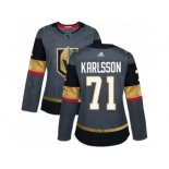 Women Adidas Vegas Golden Knights #71 William Karlsson Authentic Gray Home NHL Jersey