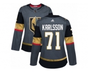 Women Adidas Vegas Golden Knights #71 William Karlsson Authentic Gray Home NHL Jersey