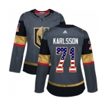 Women Adidas Vegas Golden Knights #71 William Karlsson Authentic Gray USA Flag Fashion NHL Jersey