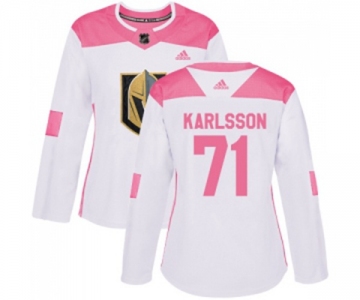 Women Adidas Vegas Golden Knights #71 William Karlsson Authentic White Pink Fashion NHL Jersey