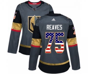 Women Adidas Vegas Golden Knights #75 Ryan Reaves Authentic Gray USA Flag Fashion NHL Jersey