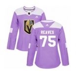 Women Adidas Vegas Golden Knights #75 Ryan Reaves Authentic Purple Fights Cancer Practice NHL Jersey