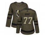 Women Adidas Vegas Golden Knights #77 Brad Hunt Authentic Green Salute to Service NHL Jersey