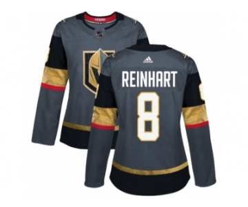 Women Adidas Vegas Golden Knights #8 Griffin Reinhart Authentic Gray Home NHL Jersey