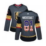 Women Adidas Vegas Golden Knights #81 Jonathan Marchessault Authentic Gray USA Flag Fashion NHL Jersey