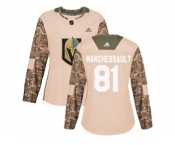 Women Adidas Vegas Golden Knights #81 Jonathan Marchessault Camo Authentic 2017 Veterans Day Stitched NHL Jersey