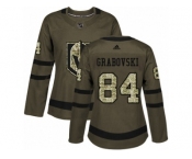 Women Adidas Vegas Golden Knights #84 Mikhail Grabovski Authentic Green Salute to Service NHL Jersey